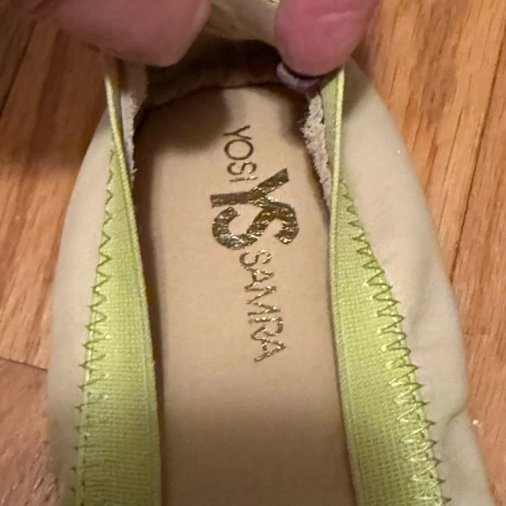 Yosi Samra Light Beige and Lime Ballet Flats - Picture 2 of 9